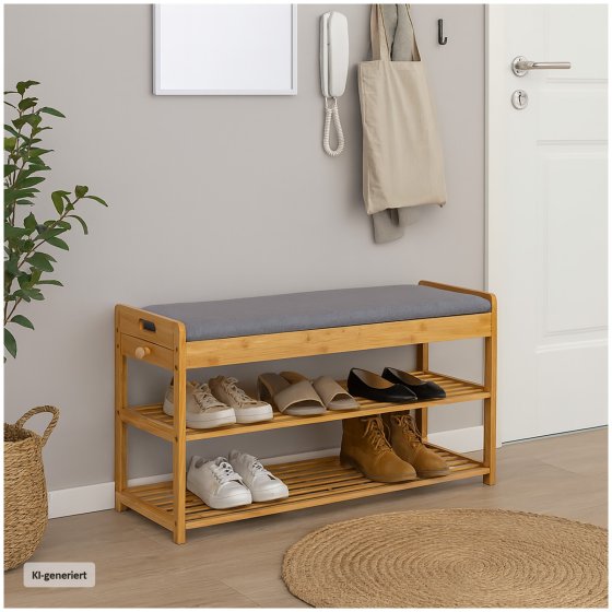 Schuhbank mit Schubfach Bambus 