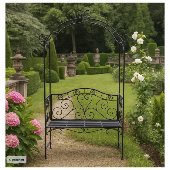 Gartenbank mit integriertem Rosenbogen 