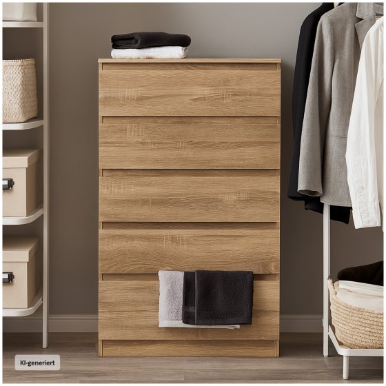 Kommode mit 5 grifflosen Schubladen Sonoma Modernes Design 