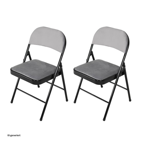2er Set Klappstühle mit Polsterung Metallgestell und Samtbezug 