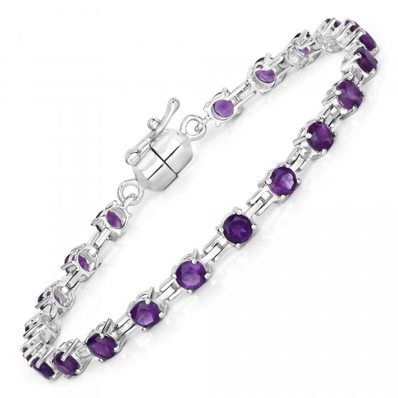 Armband 925-Sterling Silber rhodiniert Amethyst rund 