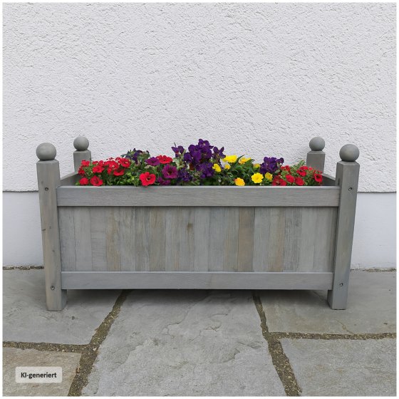 Holz-Pflanzkasten in Grau Blumenkübel für Garten, Terrasse und Balkon 