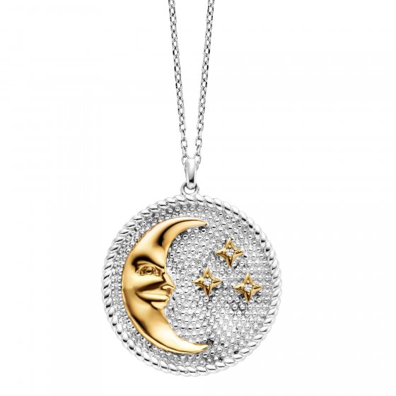 Anhänger mit Kette 925 Silber rhodiniert teils vergoldet Moonstars 