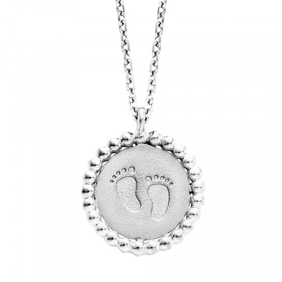 Anhänger mit Kette 925 Silber rhodiniert mit Baby Fußabdruck 