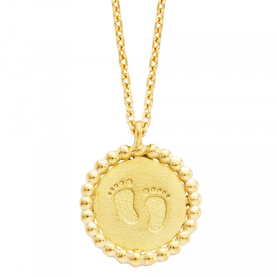 Anhänger mit Kette 925 Silber vergoldet Baby Fußabdruck 