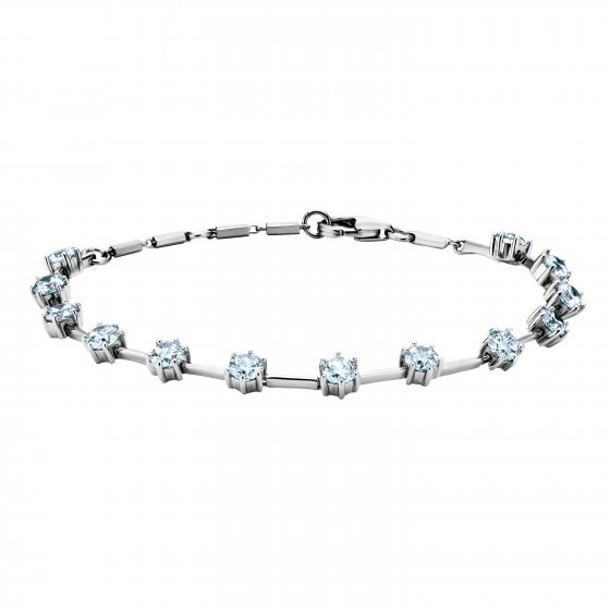 Armband 925 Silber rhodiniert Zirkonia hellblau 