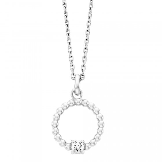 Anhänger mit Kette 925 Silber rhodiniert Zirkonia weiß 