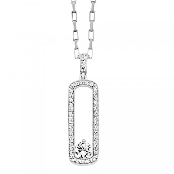 Anhänger mit Kette 925 Silber rhodiniert Zirkonia weiß 