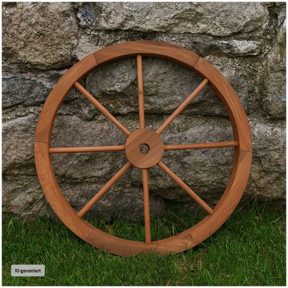 Wagenrad aus Fichtenholz Ø 60 cm rustikale Gartendeko 