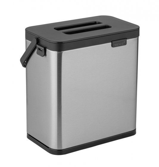 Abfallsammler Mod. Colin 3L, silber matt/schwarz, Edelstahl/Kunststoff, mit Anti-Fingerprint-Finish 