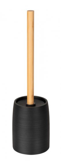 WC-Garnitur Mod. Altavalle, schwarz, polyresin, bambus, Ø10,5x38,5 cm, mit natürlichem Bambusgriff 