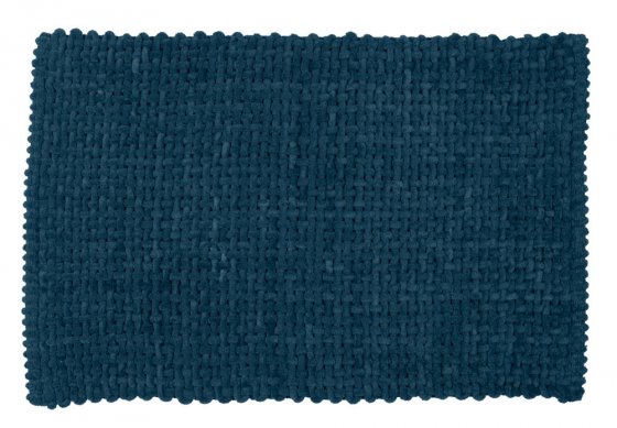 Badteppich Mod. Covelo, dunkelblau, Polyester, Baumwolle, 50x80 cm, rutschhemmend und waschbar bis 30°C 