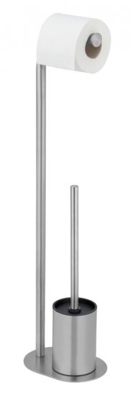 Stand WC-Garnitur Mod. Levante, satiniert, edelstahl, 23x63x17 cm, rostfrei, mit Toilettenpapierhalter 