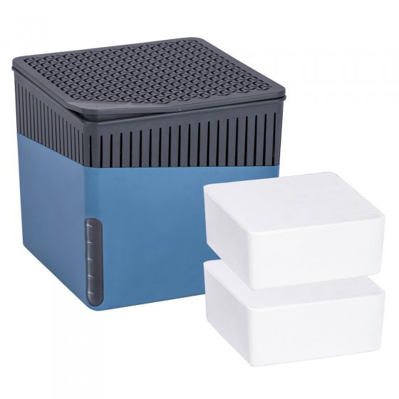 Raumentfeuchter Mod. Cube Blau 1000 g & Nachfüller, für Räume bis ca. 80 m³ 