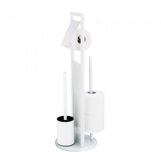 Stand WC-Garnitur Mod. Ravina Weiß, 3-in-1 Funktion mit Ersatzrollenhalter 