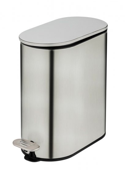 Kosmetikeimer Mod. Collungo 5L, satiniert, edelstahl, schwarz, freistehend, mit easy-close Absenkautomatik 