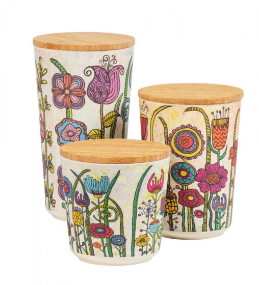 Vorratsdose Mod. Garden, 3er Set, aus biokunststoff und bambusdeckel 
