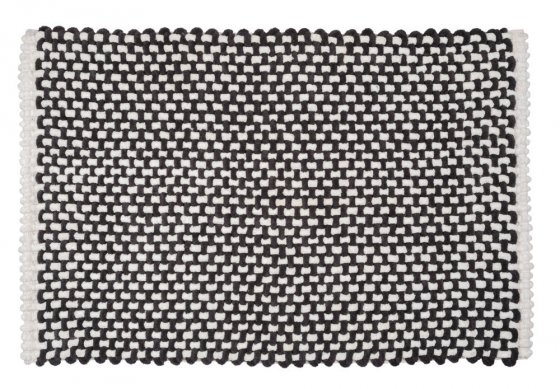 Badteppich Mod. Covelo, weiß-anthrazit, Polyester/Baumwolle, 50x80 cm, rutschhemmend beschichtet, schnelltrocknend 