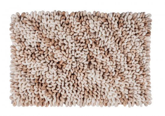Badteppich Mod. Lerici, weiss-beige, Polyester/Baumwolle, 60x90 cm, rutschhemmend beschichtet, schnelltrocknend 