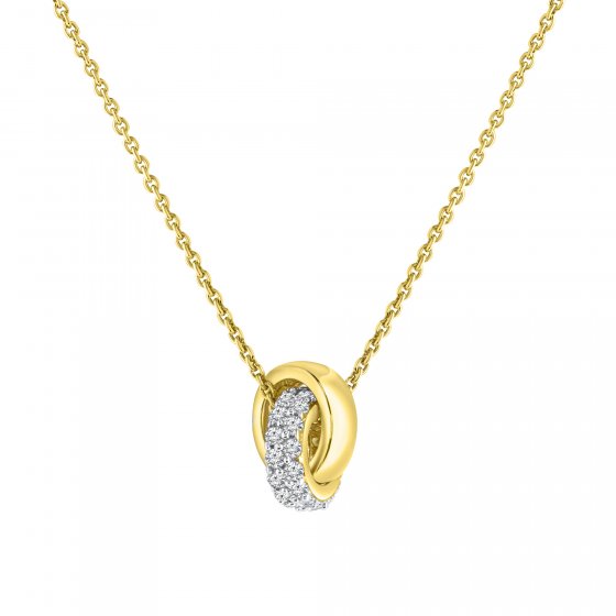 Halskette 375/- Gelbgold 2farbig mit Zirkonia 