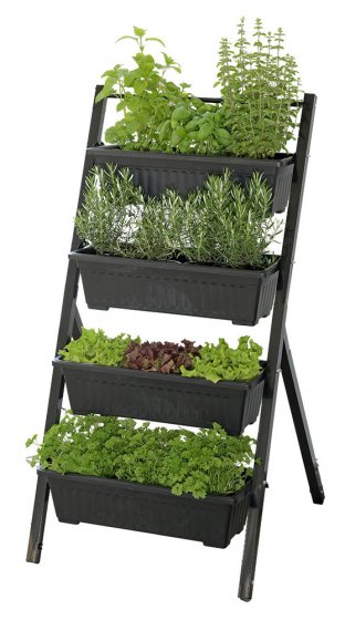 Vertikales Hochbeet, 4 Etagen, wetterbeständiger Kunststoff 