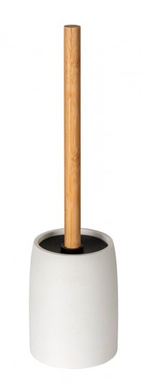 WC-Garnitur Mod. Altavalle, weiß, polyresin, bambus, 38.5x10.5 cm, schwarzer Bürstenkopf, freistehend 