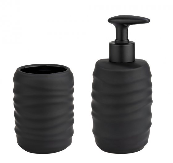 Bad-Accessoire Set Mod. Illana, schwarz, Keramik, Ø 8,5 x 17 cm, soft-touch beschichtung, freistehend 