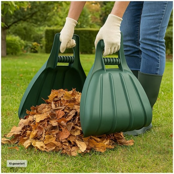 Laubgreifer Set 2 Stück Kunststoff groß ergonomisch für Garten-, Laub- und Rasenschnitt 