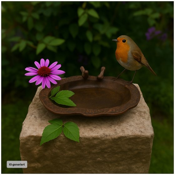 Dekorative Vogeltränke aus Metall braun Gartendekoration 