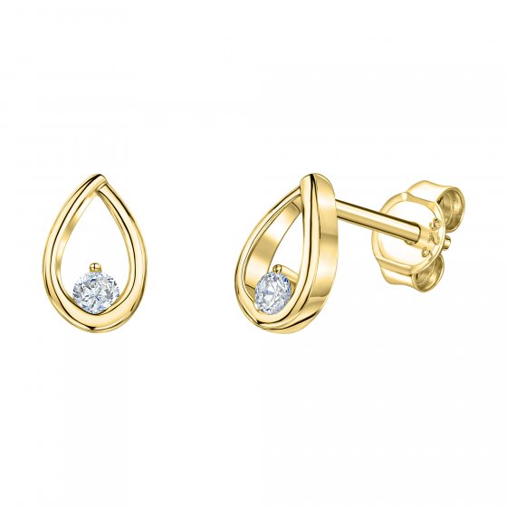 Ohrstecker 585/- Gelbgold glanz Zirkonia 