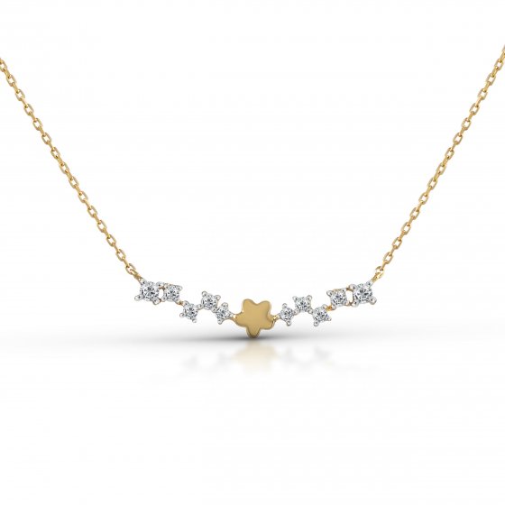 Collier 375/- Gelbgold bicolor Zirkonia 