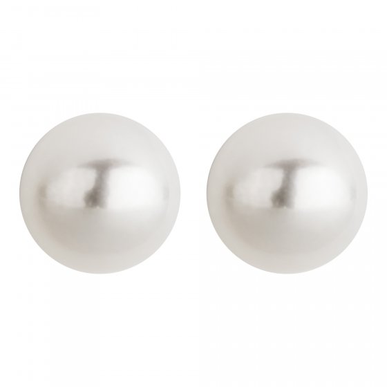 Ohrringe Gold 585 mit weißen Perlen 6,5-7mm rund 