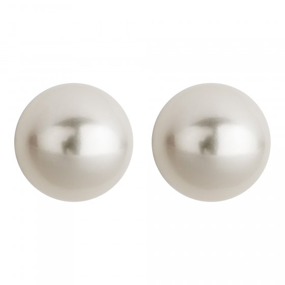 Ohrringe Gold 585 mit zwei weißen Perlen 9-9,5mm rund 