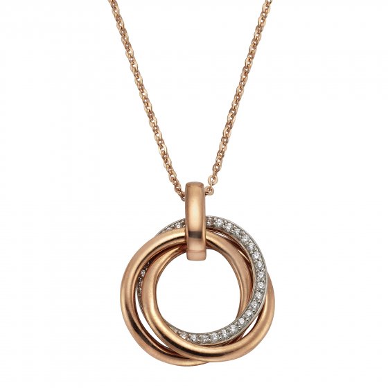 Halskette 925/- Sterling Silber rosévergoldet Zirkonia 