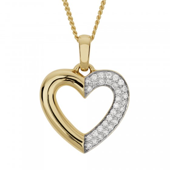 Halskette Gold 585 Herz-Anhänger mit 31 Brillanten zus. 0,25ct. 