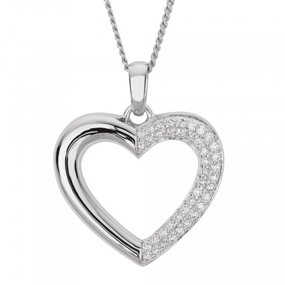 Halskette Gold 585 Herz-Anhänger 42/45cm lang mit 41 Brillanten zus. 0,33ct. 