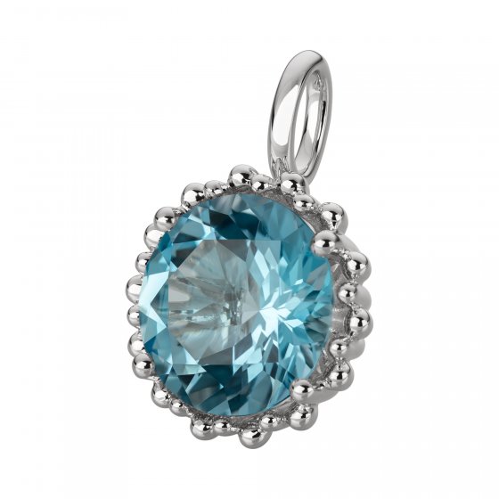 Anhänger 585 Gold mit Topas blau (beh.) 11,5mm rund 