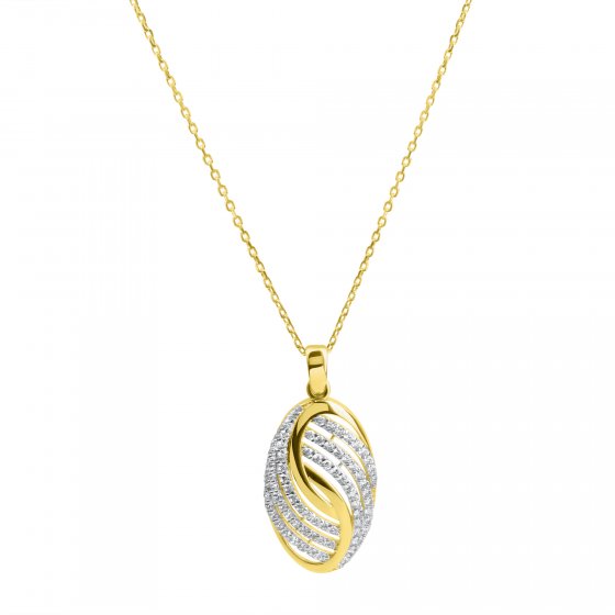 Anhänger mit Kette 585/- Gelbgold bicolor Zirkonia 