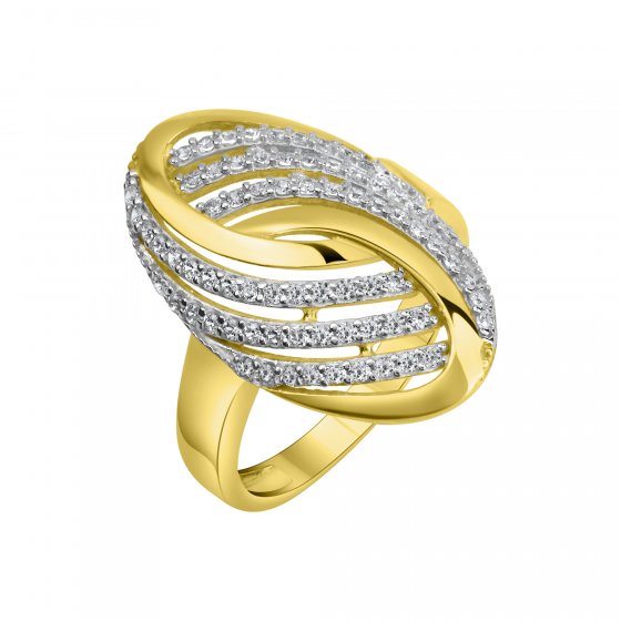 Ring 585/- Gelbgold bicolor Zirkonia 