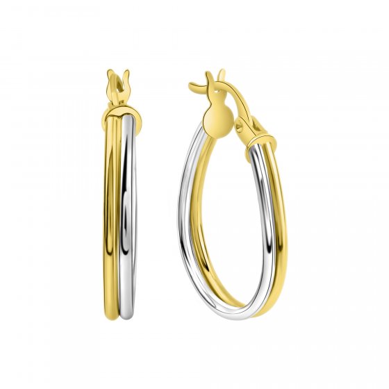 Creolen 375/- Gelbgold bicolor 2rhg. glanz 