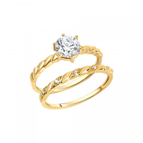 Ring Silber 925 vergoldet mit Zirkonia weiß 