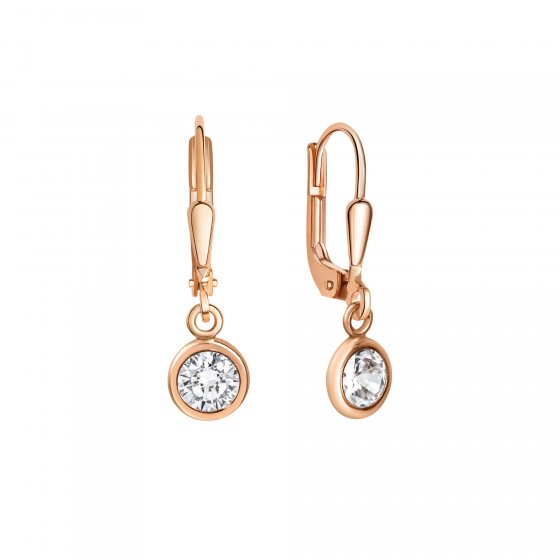 Ohrringe Silber 925 rosé-vergoldet mit Zirkonia weiß 25mm lang 