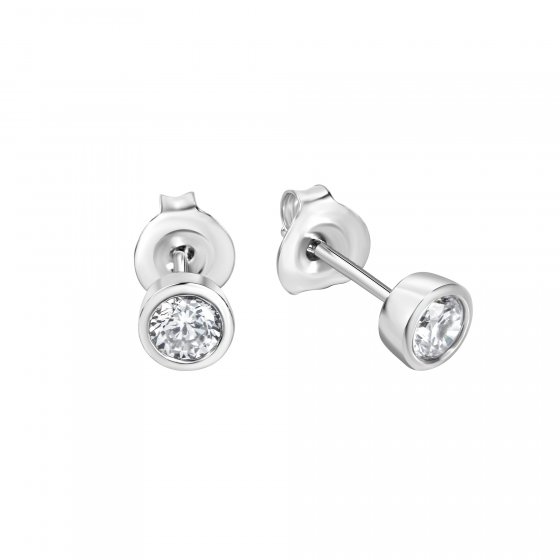 Ohrstecker Silber 925 rhodiniert mit Zirkonia weiß 4mm 