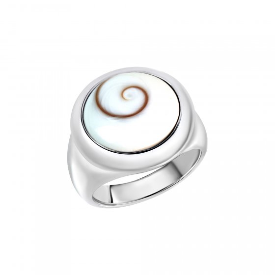 Ring Silber 925 rhodiniert mit weißer Muschel 