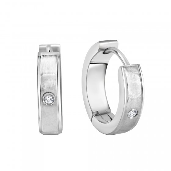 Ohrringe Edelstahl glanz/matt mit weißem Zirkonia 