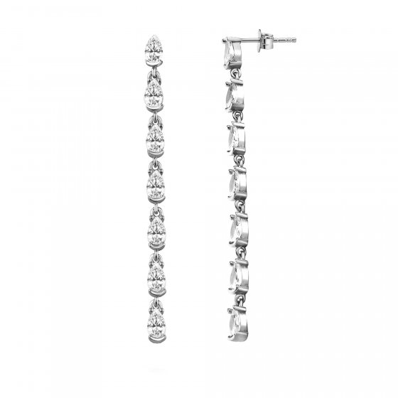 Ohrhänger 925/- Sterling Silber rhodiniert Glänzend 5cm Zirkonia Weiß 