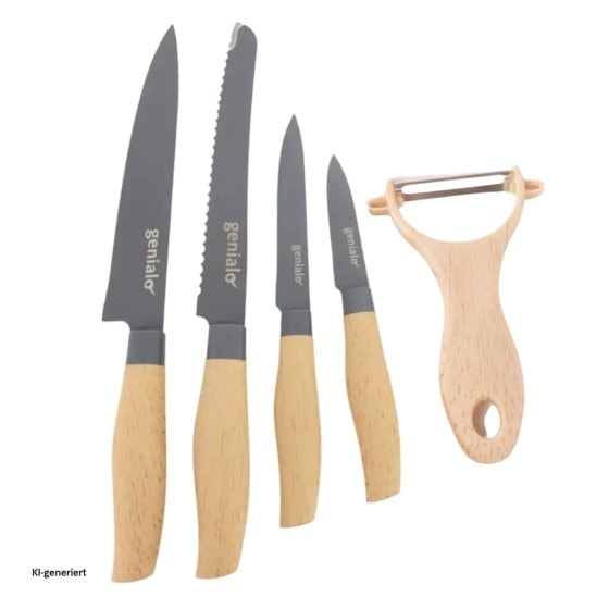 Küchenmesser 5-teiliges Set Griff in Holz Optik 