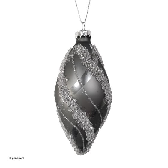 Christbaumschmuck Zapfen Silber mit Glitzersteinen 