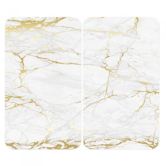 Herdabdeckplatte Universal Mod. Marmor Gold, 2er Set, für alle Herdarten geeignet 
