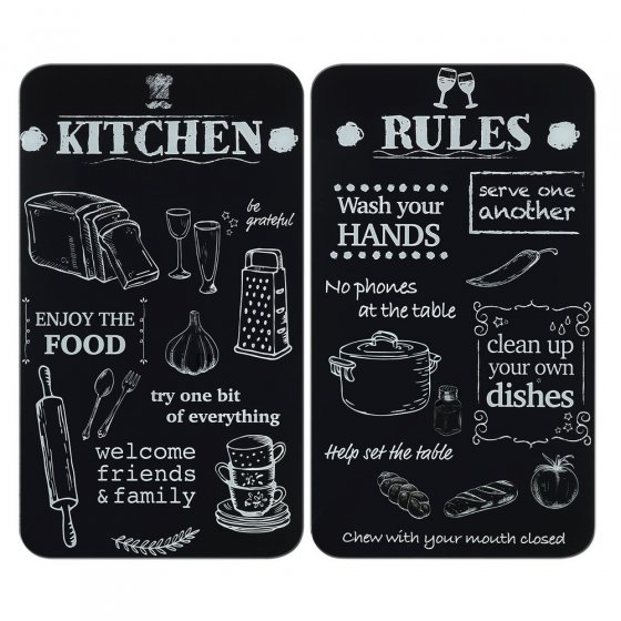 Herdabdeckplatte Universal Mod. Kitchen Rules, 2er Set, für alle Herdarten geeignet 
